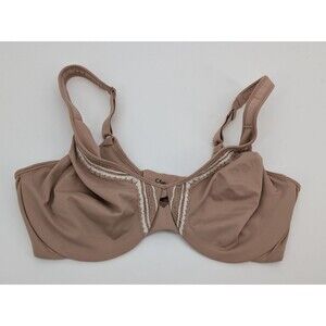 Olga Bra 34D Underwire Beige T Shirt Bra Lace Trim Adjustable Straps